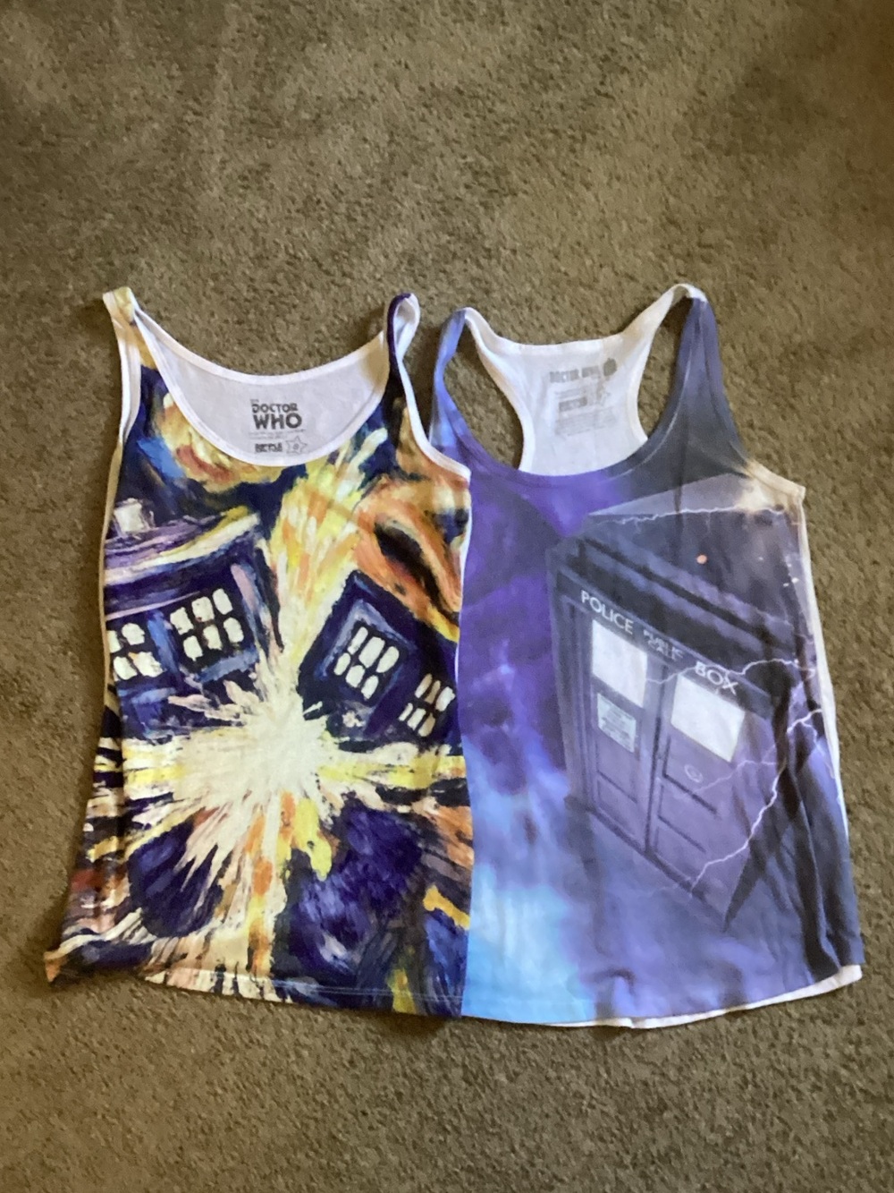 2 for 20 Doctor Who TARDIS Graphic Tank Tops